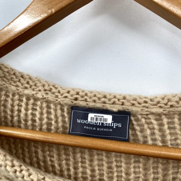 Wooden Ships Georgie Tan Chunky Knit Crew Sweater S/M - Picture 4 of 6